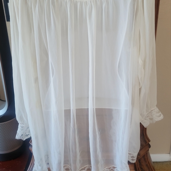 Vintage Frederick's of Hollywood lace sheer white robe negligee cover - Picture 8 of 13